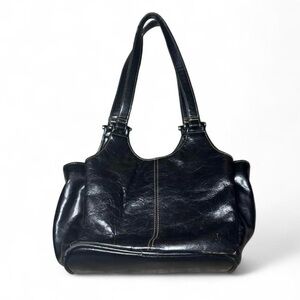 Contemporaine Black Leather Shoulder Bag